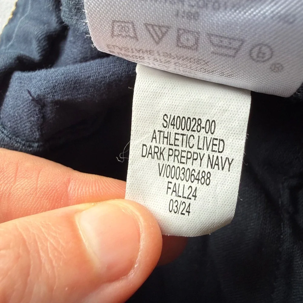 Banana Republic Lived-In Chino Athletic Fit Navy Blue Pants 34x30 Stretch Cotton